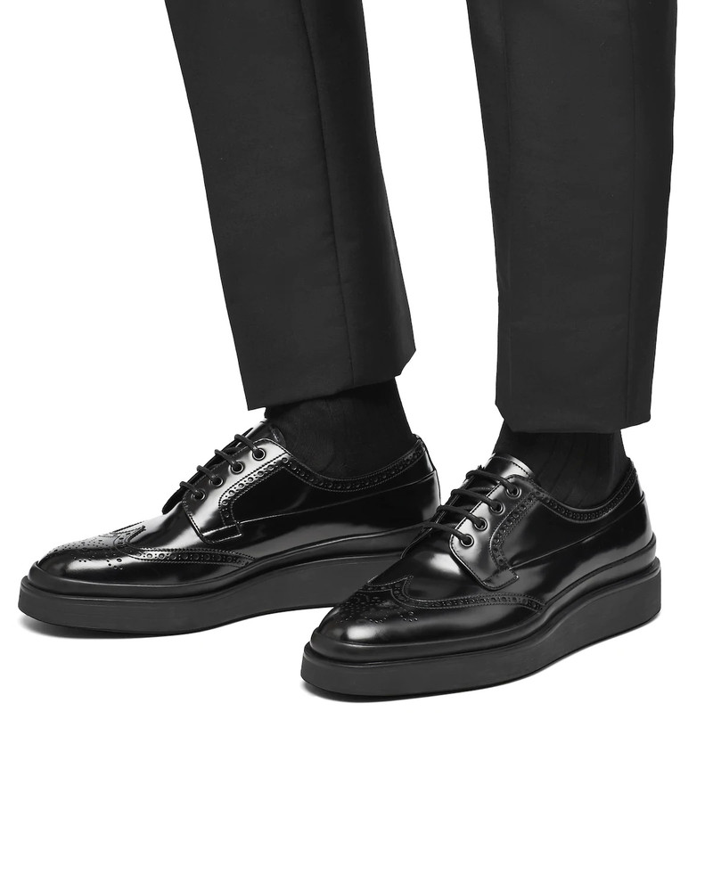 Prada Brushed Leather Derby Shoes outlook