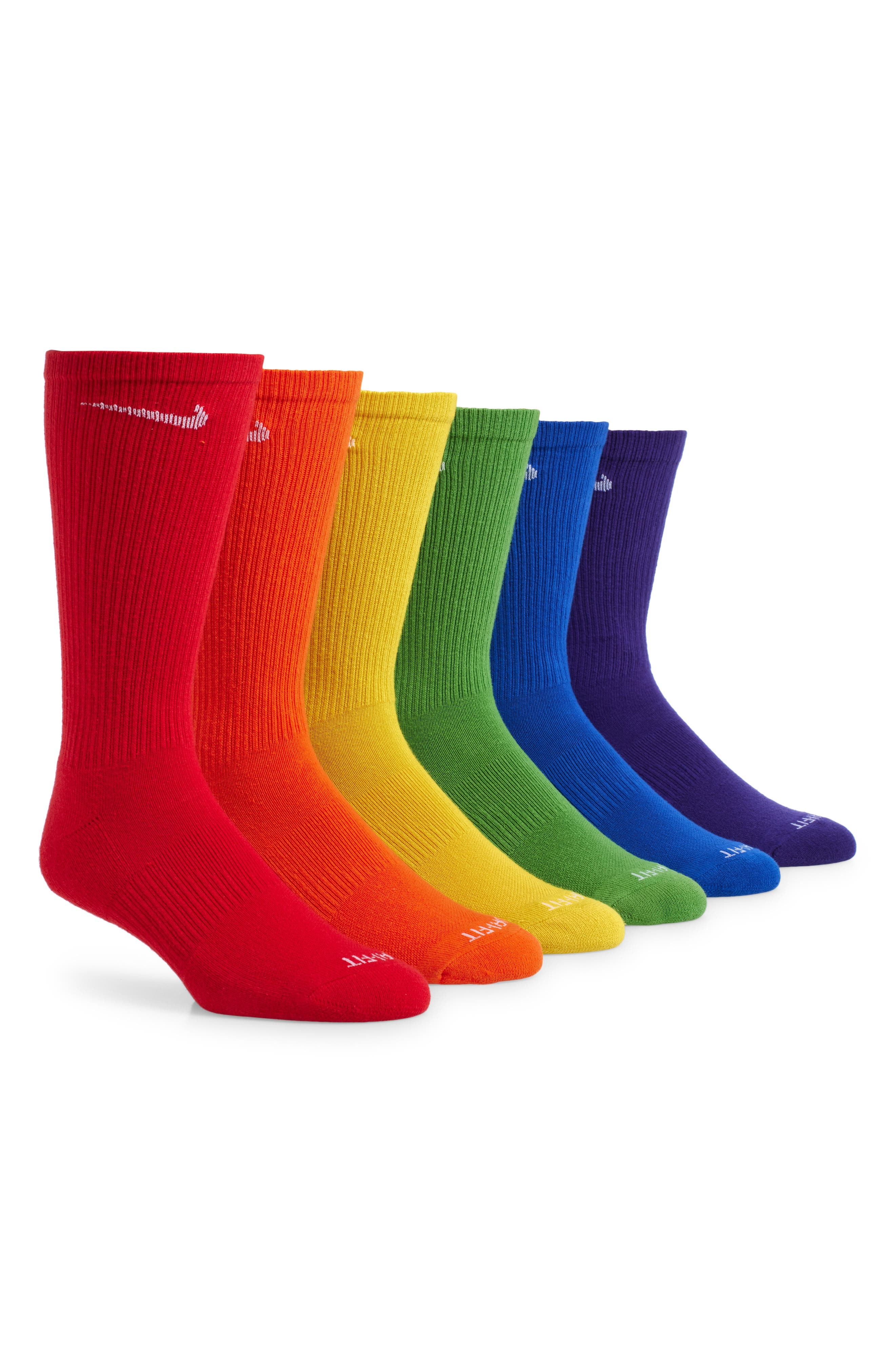 Nike Assorted 6-Pack Everyday Plush Cushion Crew Training Socks in Rainbow Multi at Nordstrom - 1