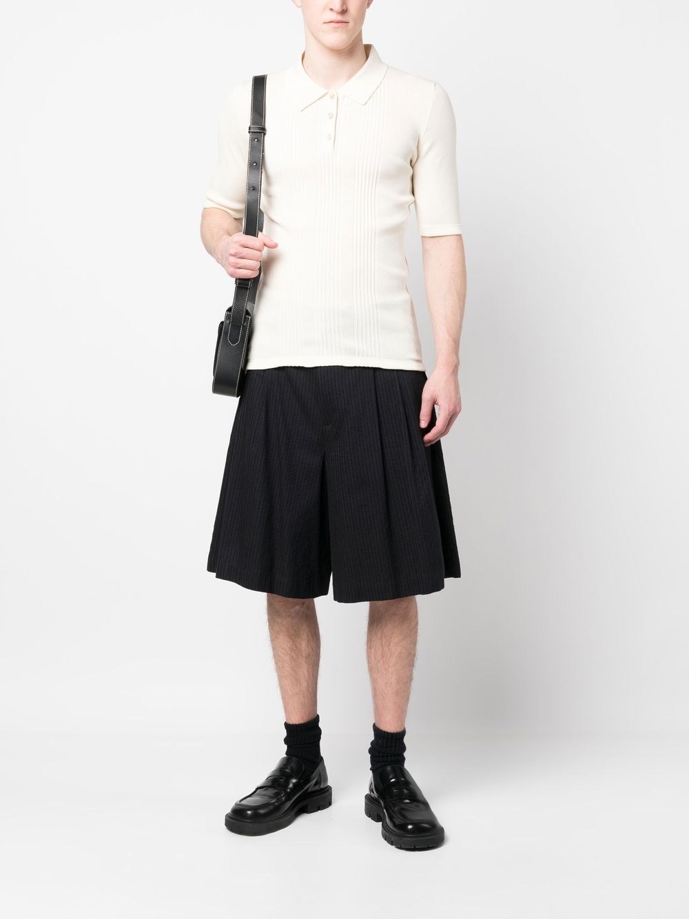 ribbed short-sleeved polo shirt - 2
