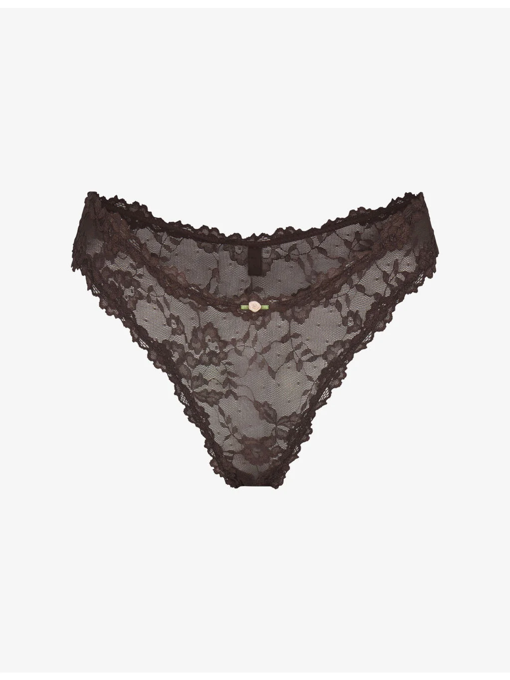 Dipped Floral-Embroidered Stretch-Lace Thong - 1