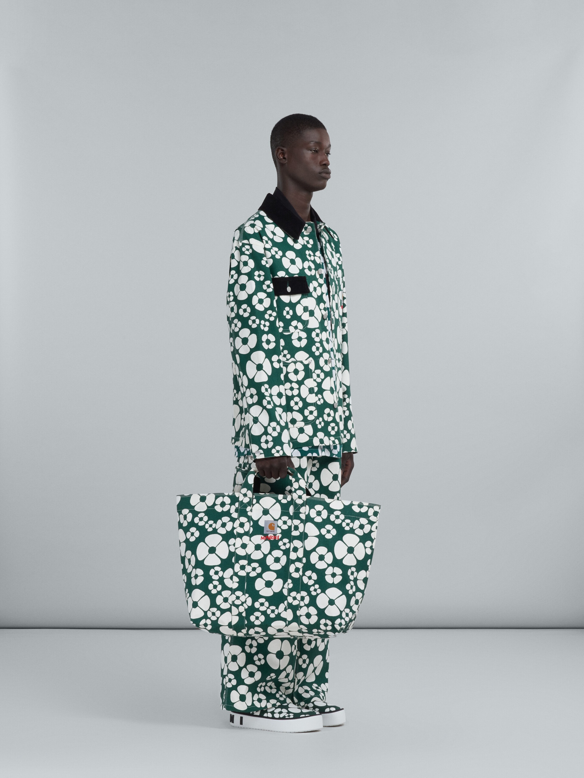 MARNI X CARHARTT WIP - GREEN SHORT-SLEEVED FLORAL SHIRT - 5