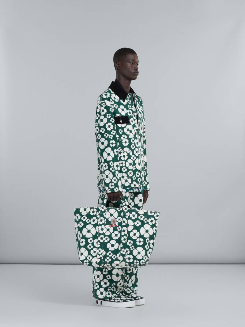 MARNI X CARHARTT WIP - GREEN SHORT-SLEEVED FLORAL SHIRT 5