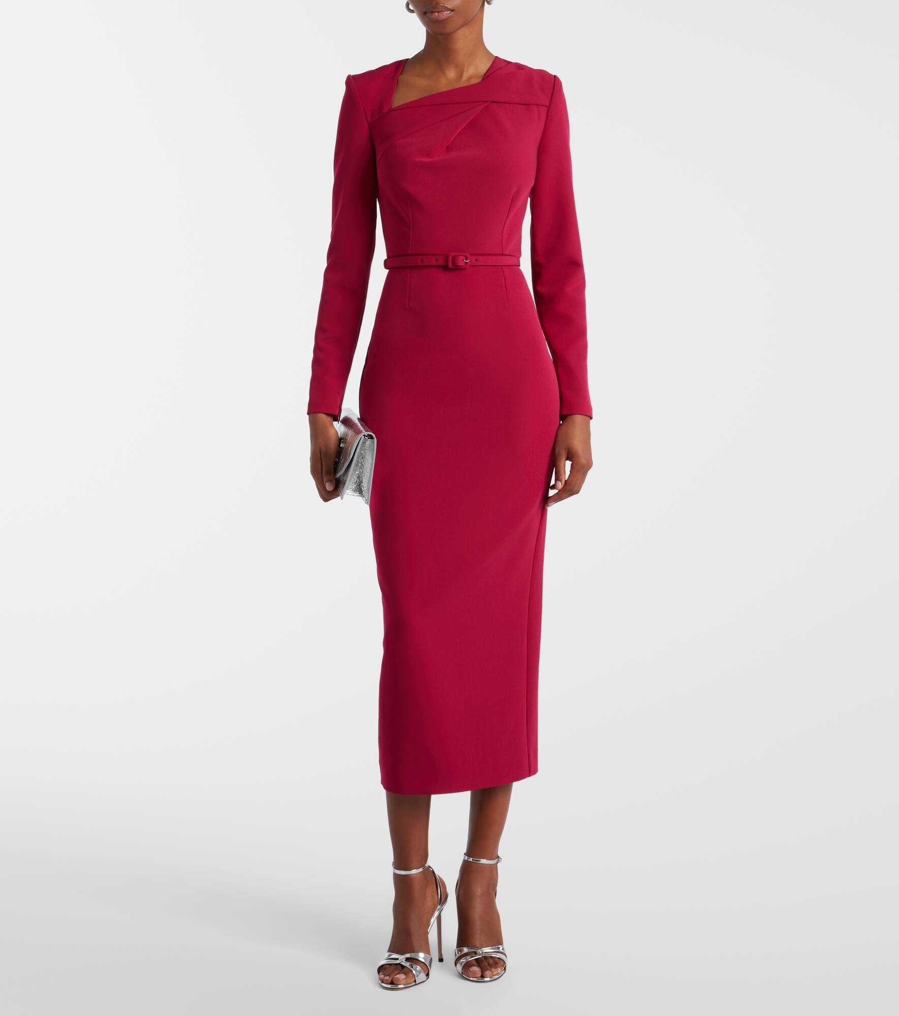 Belted crêpe midi dress - 2