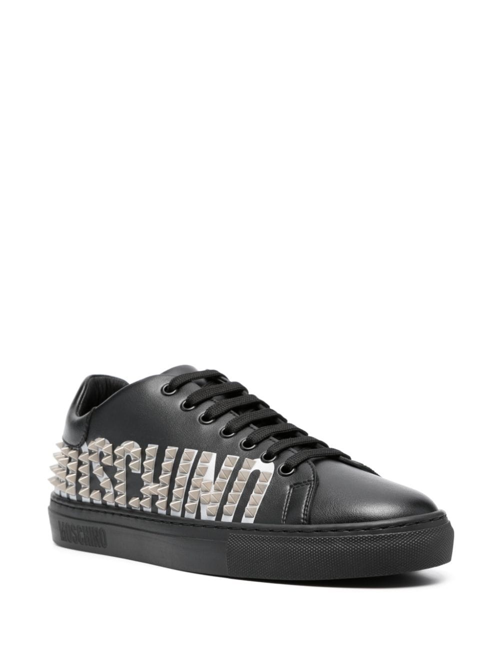 logo-embellished leather sneakers - 2