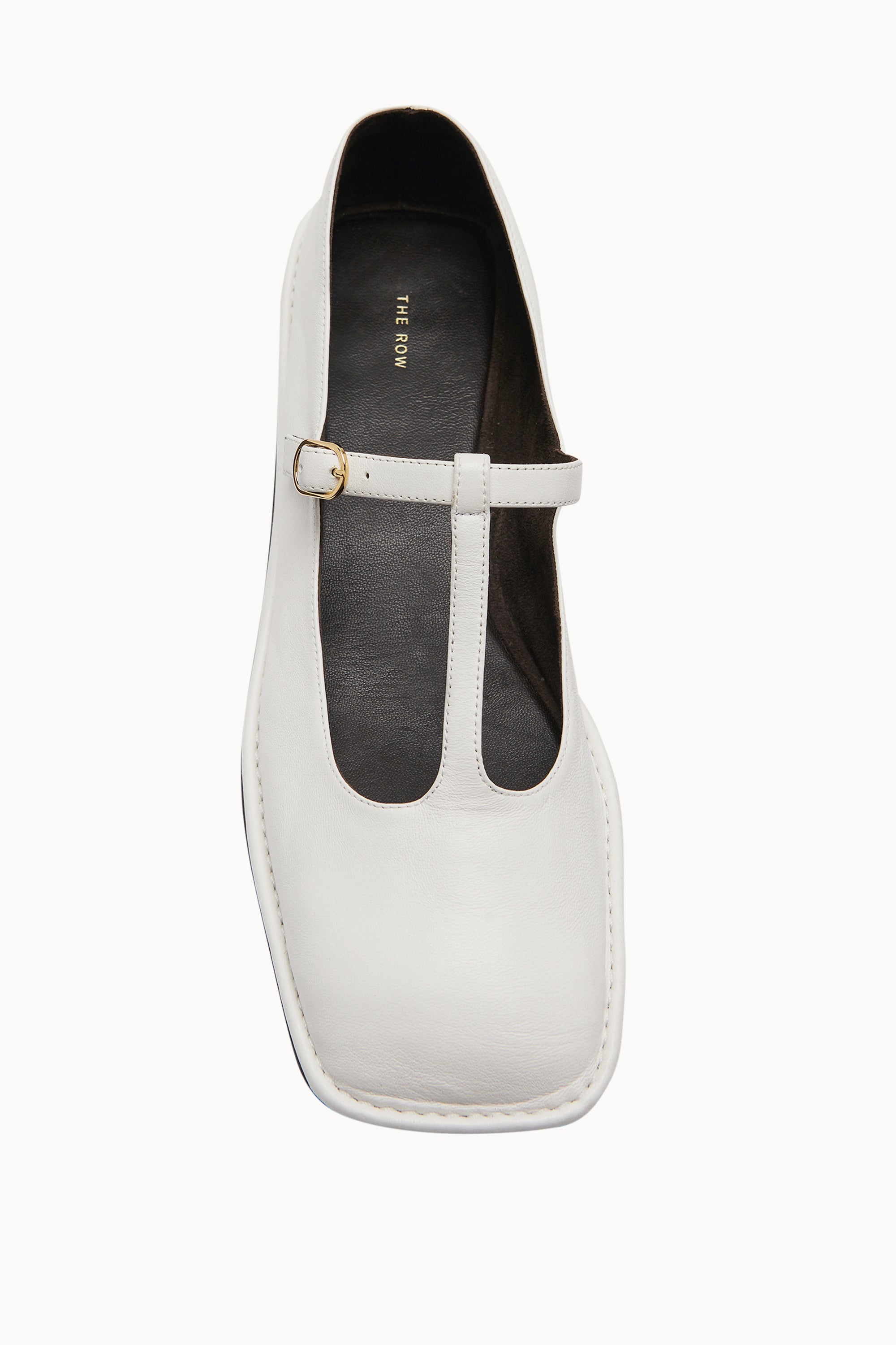 Square T-Strap Flat in Leather - 3