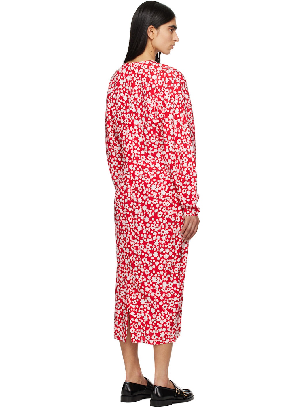 Red Pop Fields Midi Dress - 3