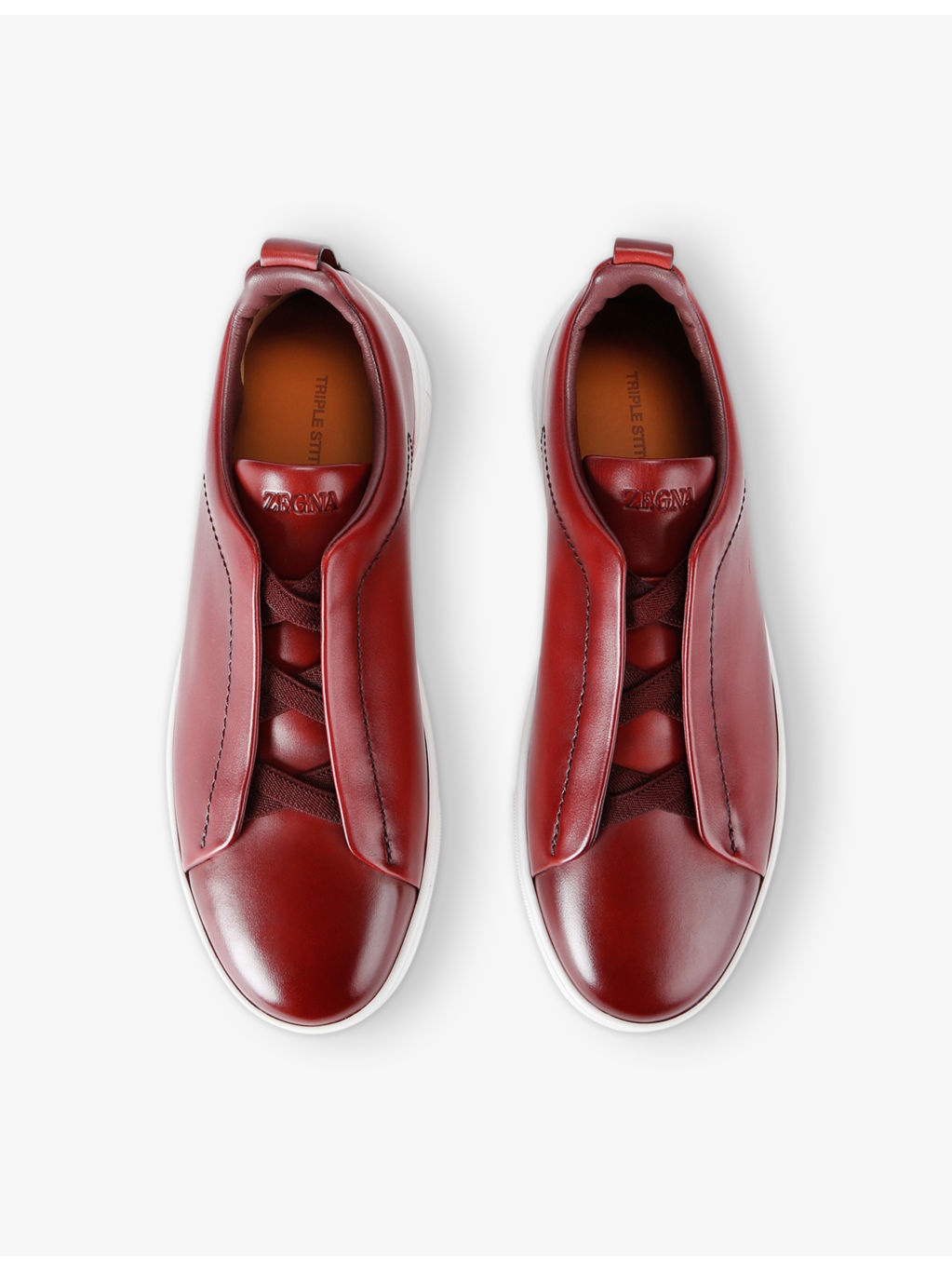Triple-Stitch Low-Top Leather Trainers - 2