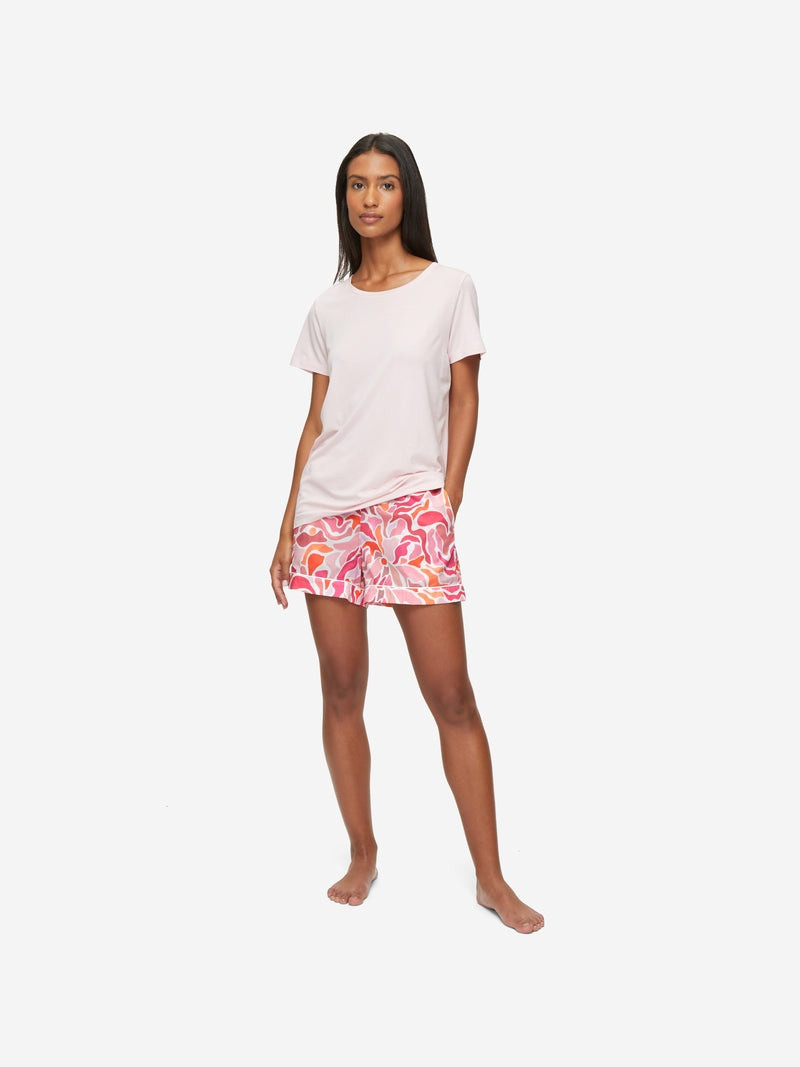 Derek Rose Women's Lounge Shorts Ledbury 61 Cotton Batiste Pink outlook