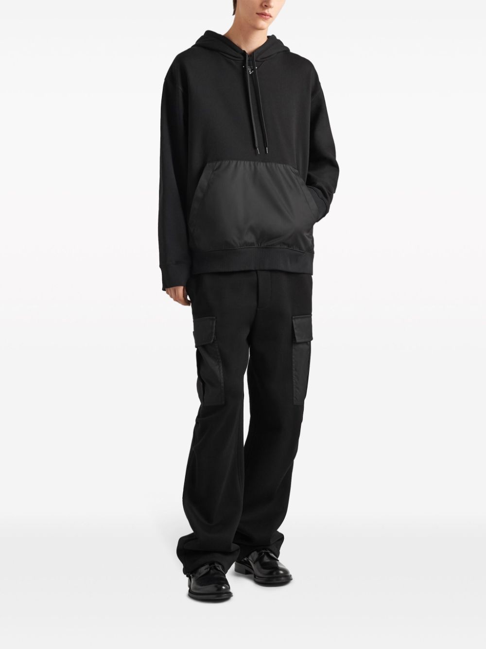 enamel triangle-logo cotton hoodie - 2