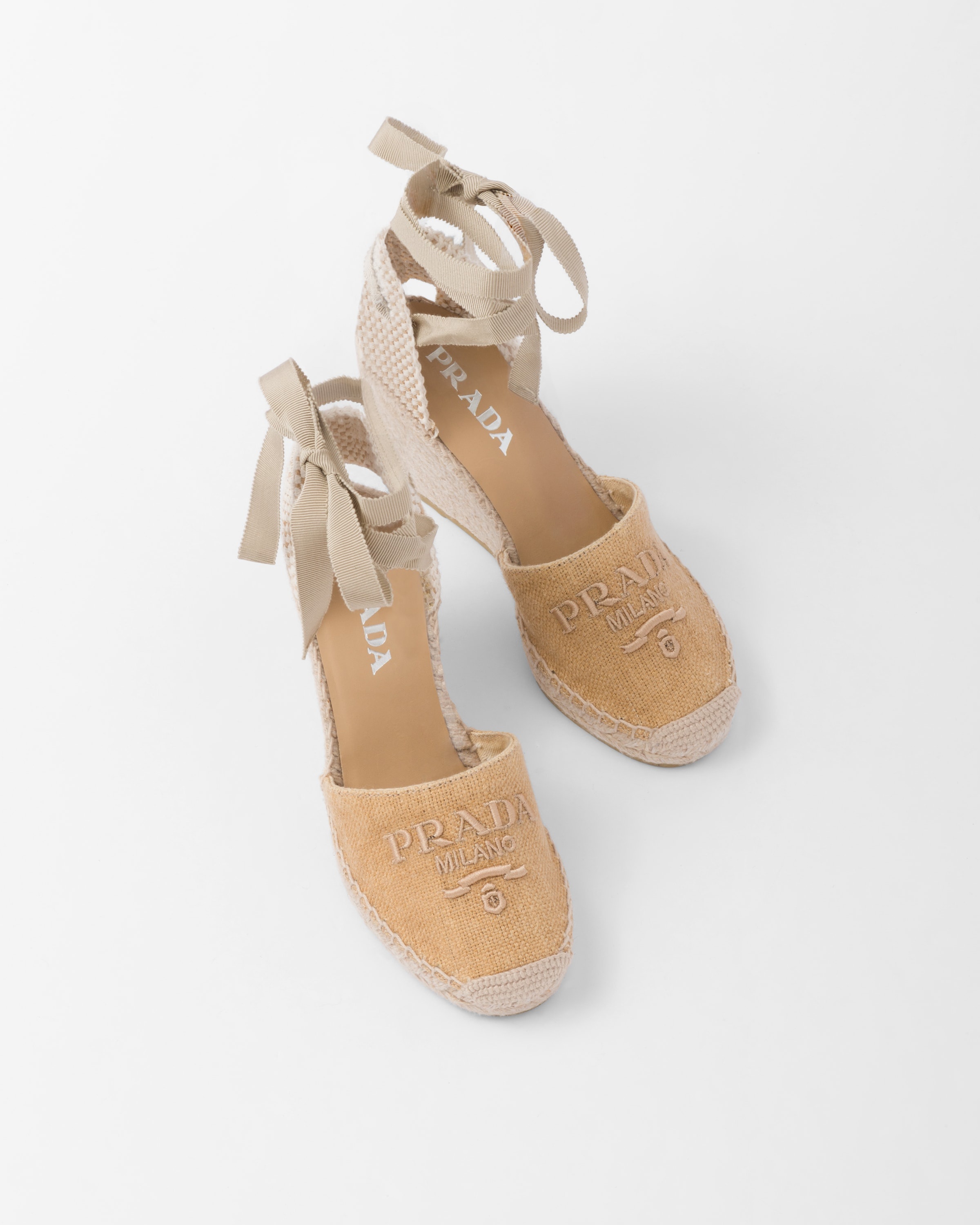 Linen espadrille wedge sandals - 4