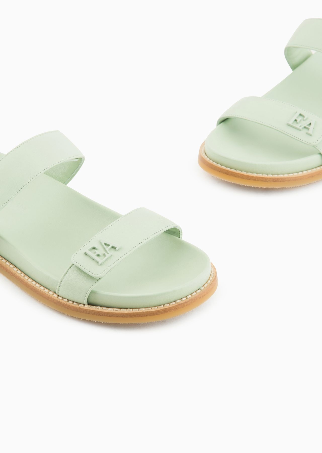 Double-band sandals in nappa leather with EA logo - 5