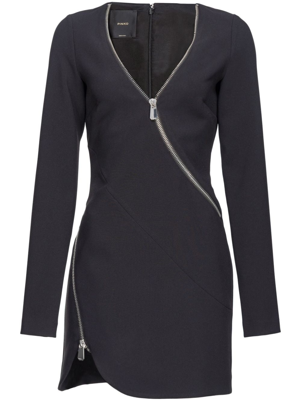 zipped crepe V-neck minidress - 1