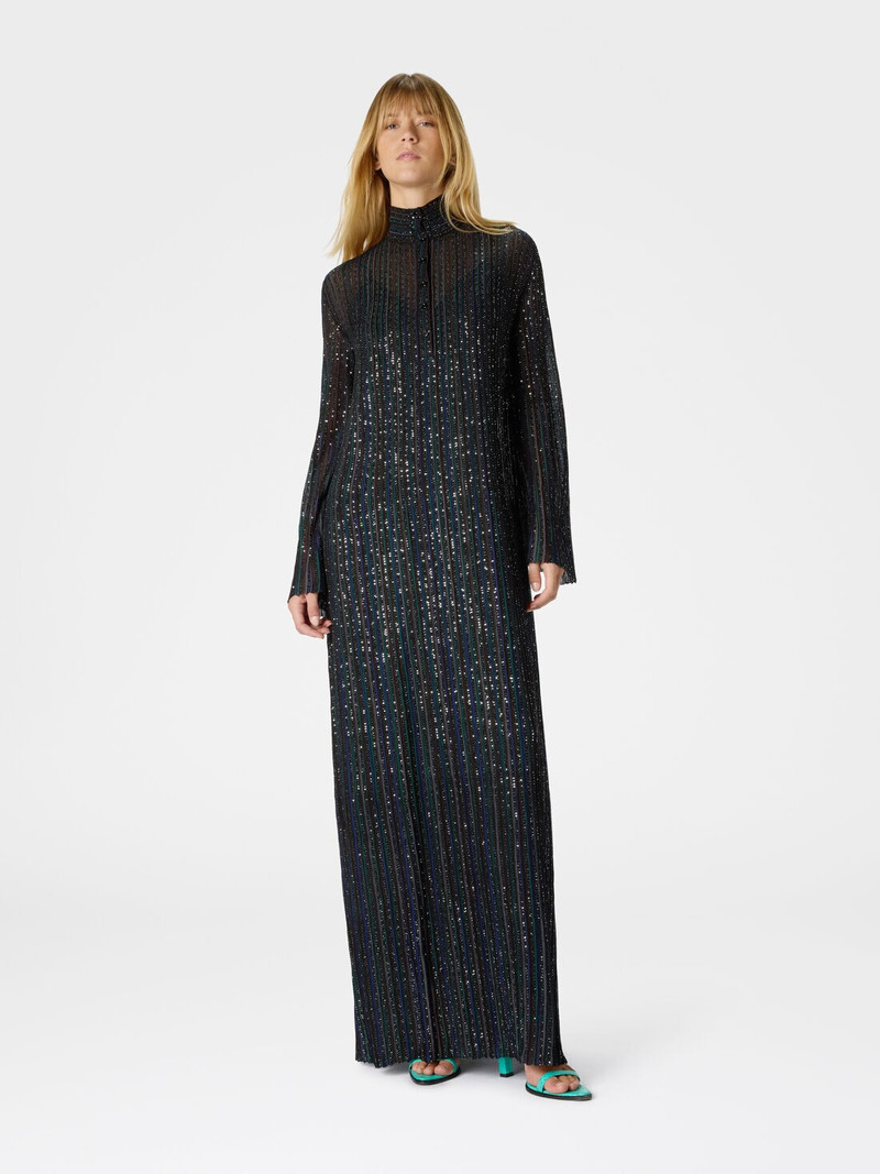 Missoni Long Button-Down Dress with Lamé Stripes and Long Sleeves outlook