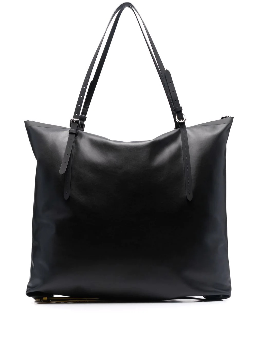 contrast-strap oversized leather tote bag - 1