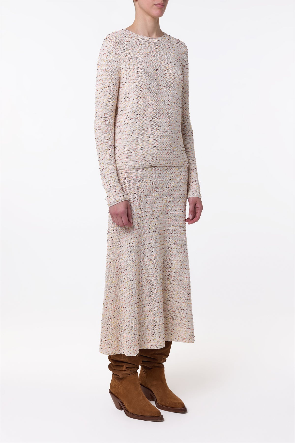 Galene Knit Sweater in Ivory Multi Beaded Cashmere - 3