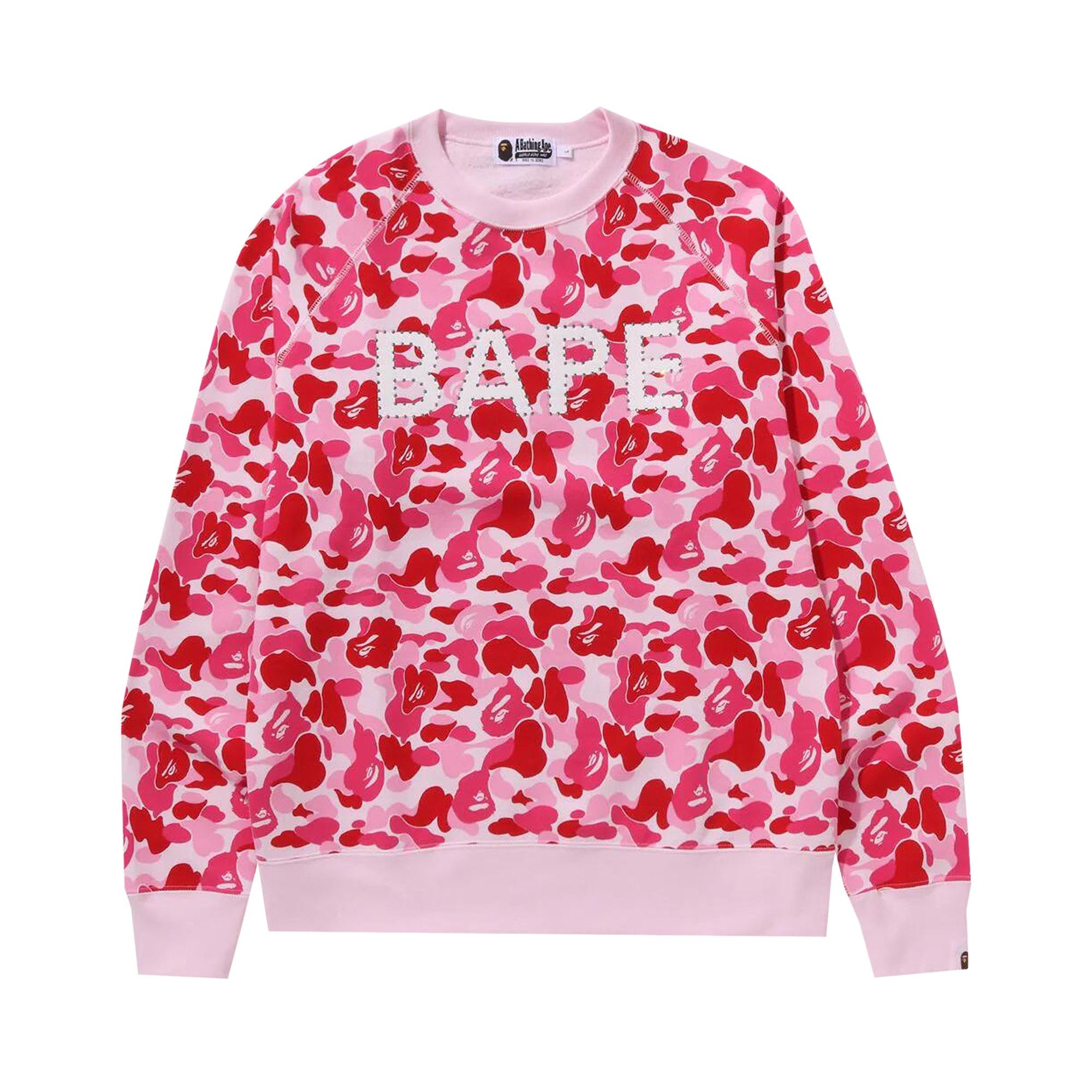 BAPE ABC Camo Crystal Stone Crewneck 'Pink' - 1