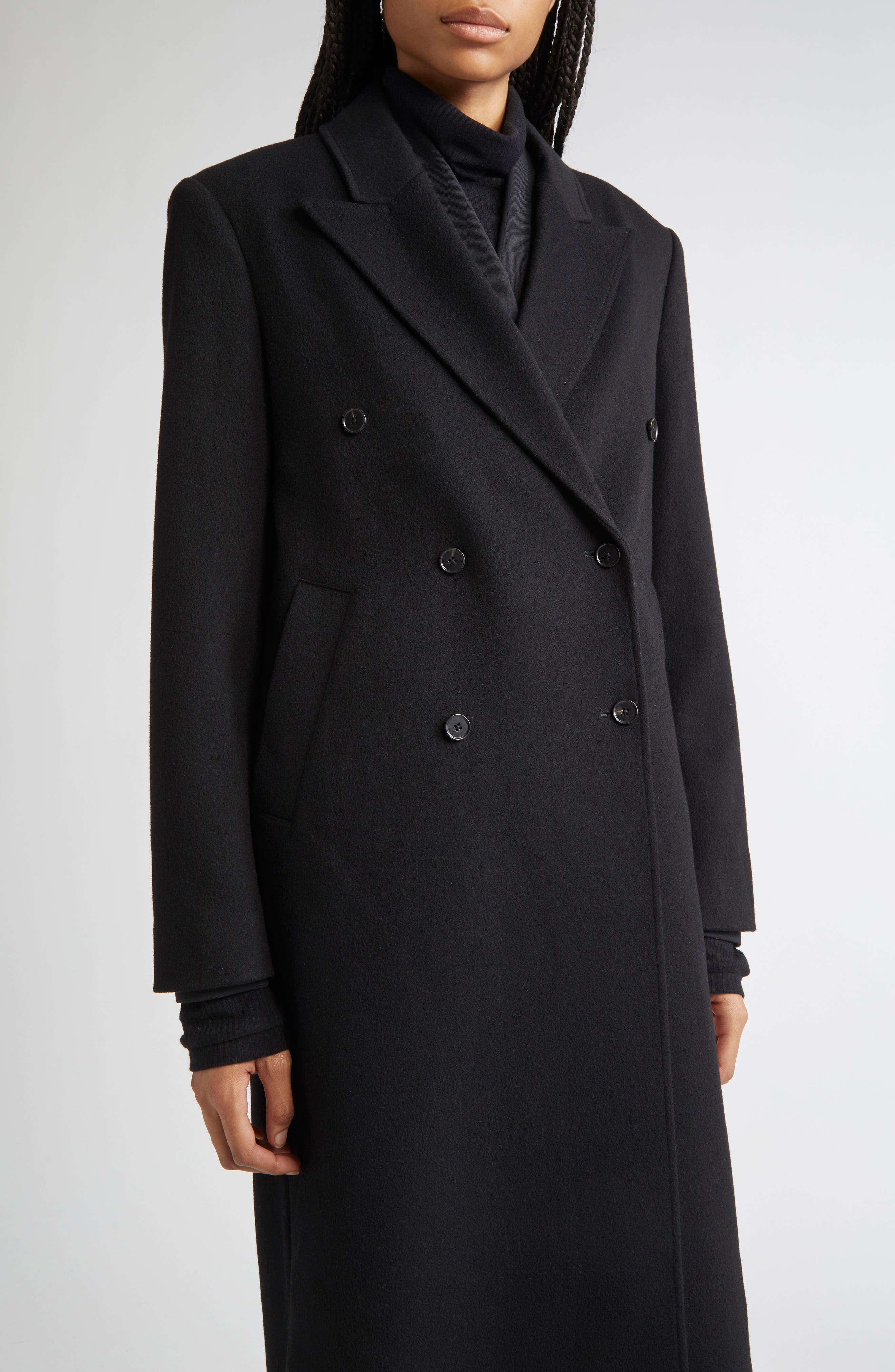 LOULOU DE SAISON Rosco Double Breasted Wool & Cashmere Coat in Black at Nordstrom - 5