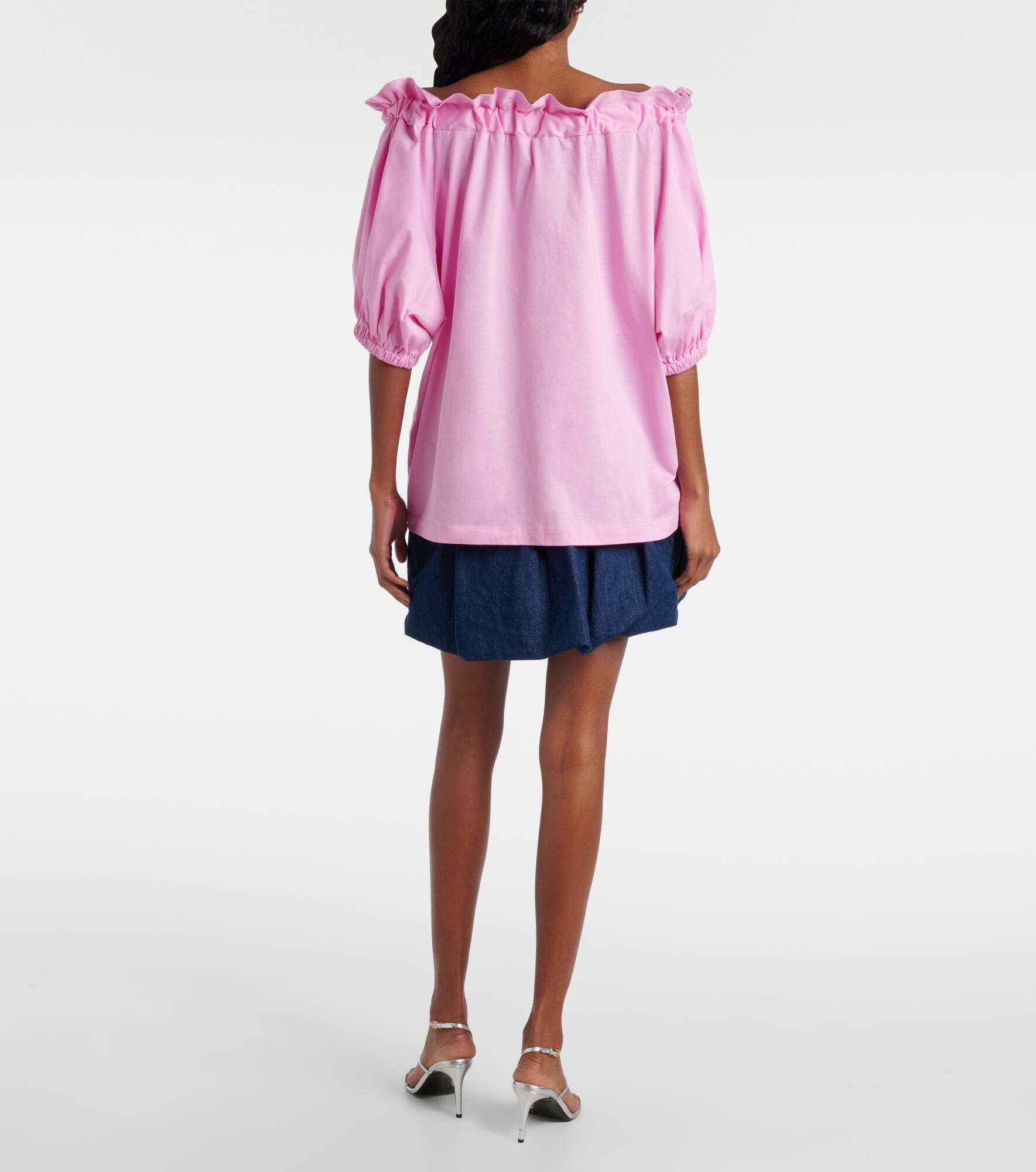 Off-shoulder cotton jersey top - 3