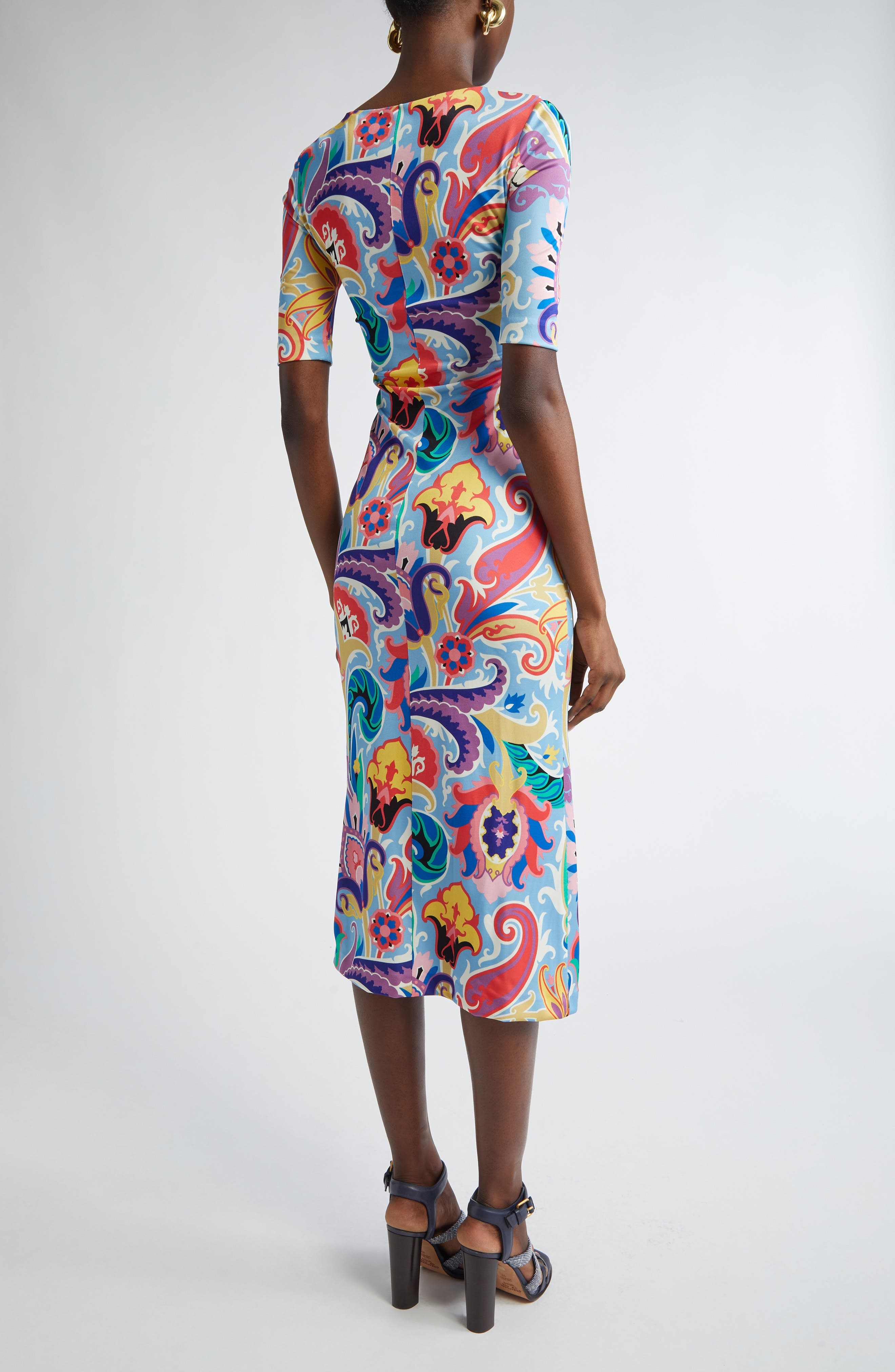 Etro Paisley Print Stretch Jersey Midi Dress in Stampa F.do Blu at Nordstrom - 2