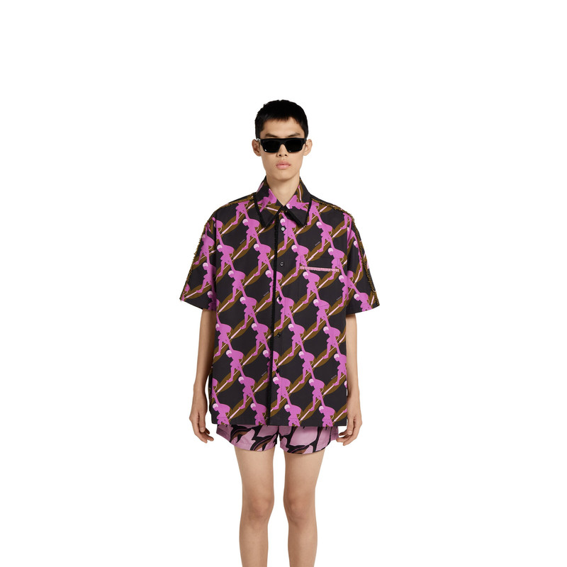 Printed oversize cotton poplin shirt 3