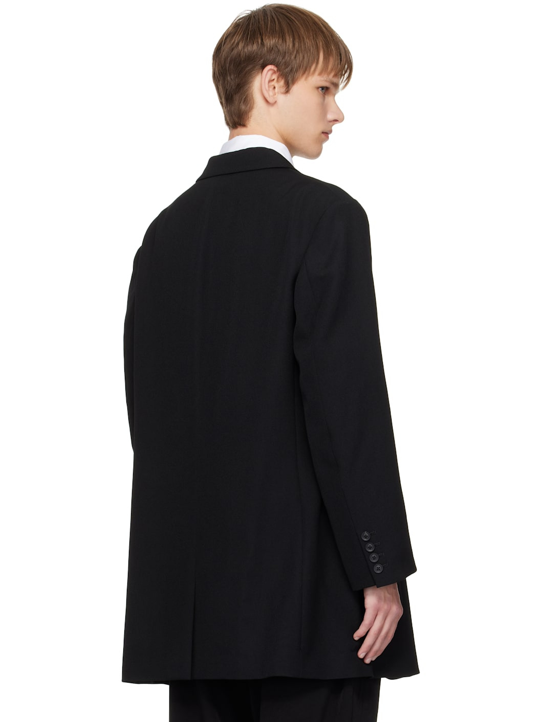Black 3 Button Peak Blazer - 3