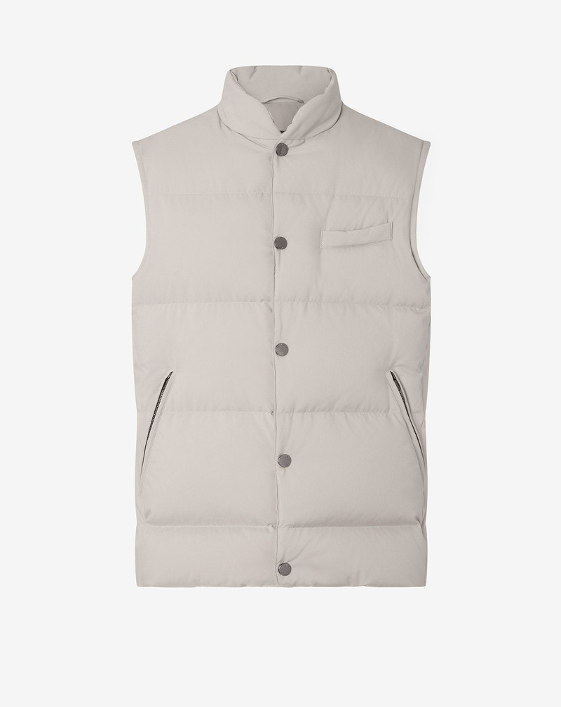 Beige quilted techno poplin gilet 1