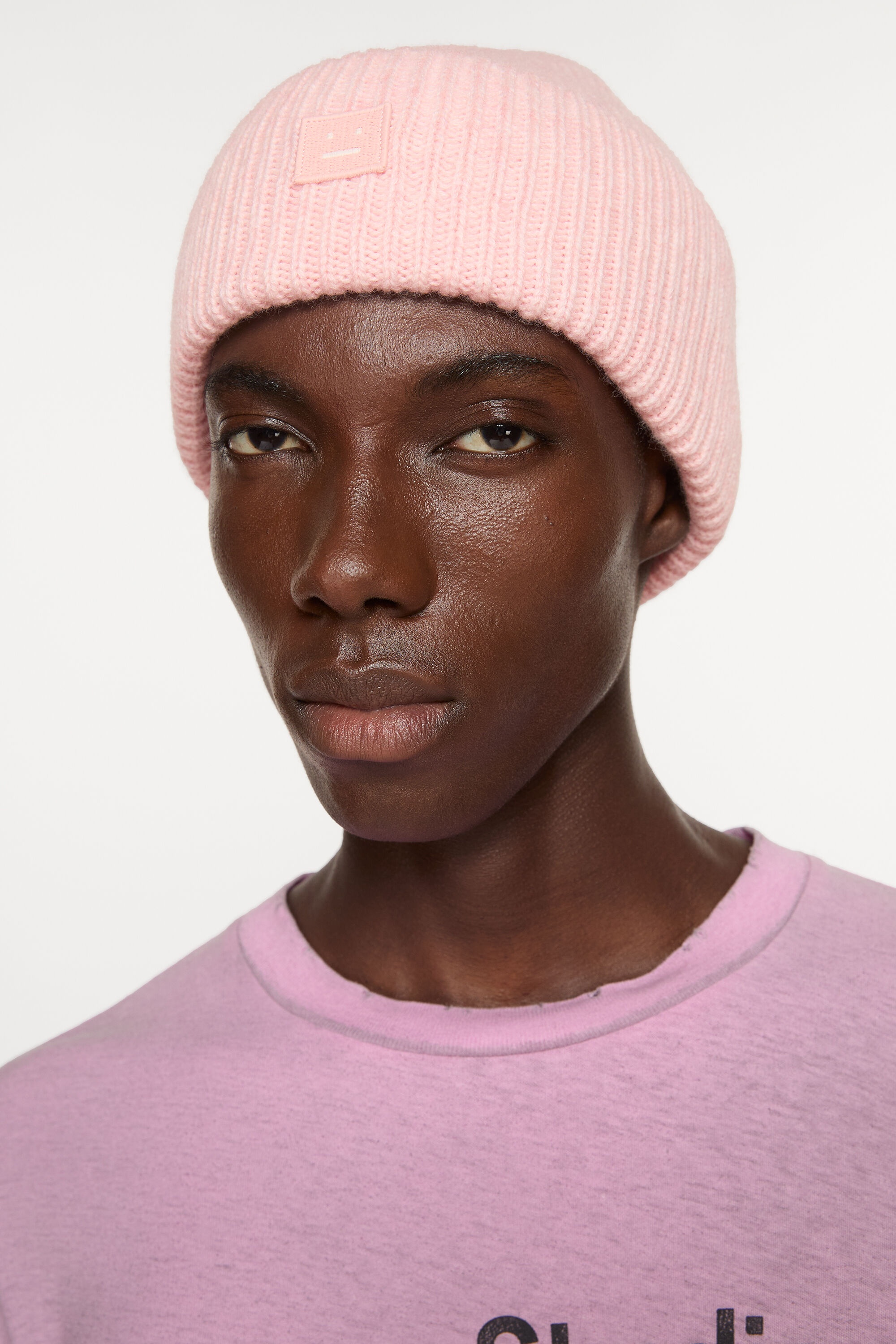 Small face logo beanie - Faded pink melange - 2