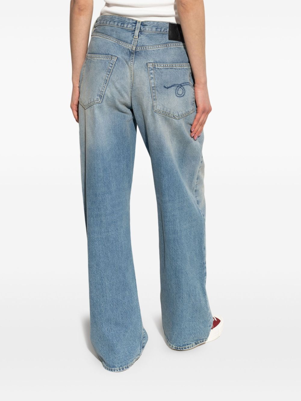 wide-leg distressed jeans - 4