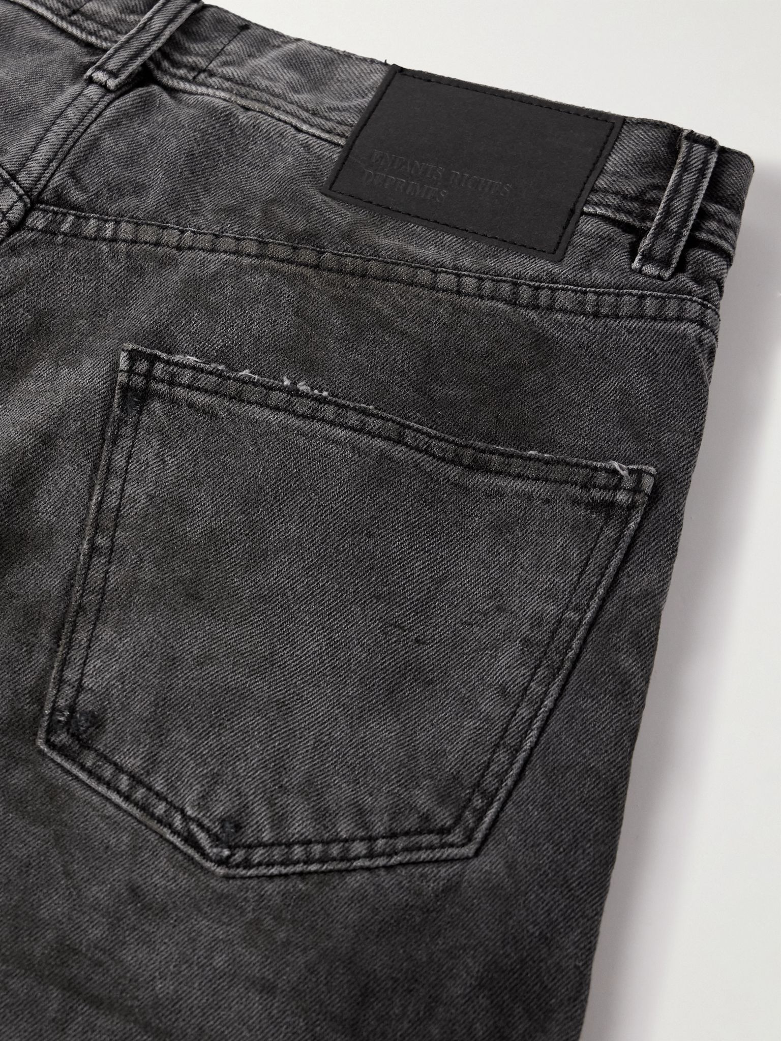 Straight-Leg Paint-Splattered Distressed Jeans Black - 5