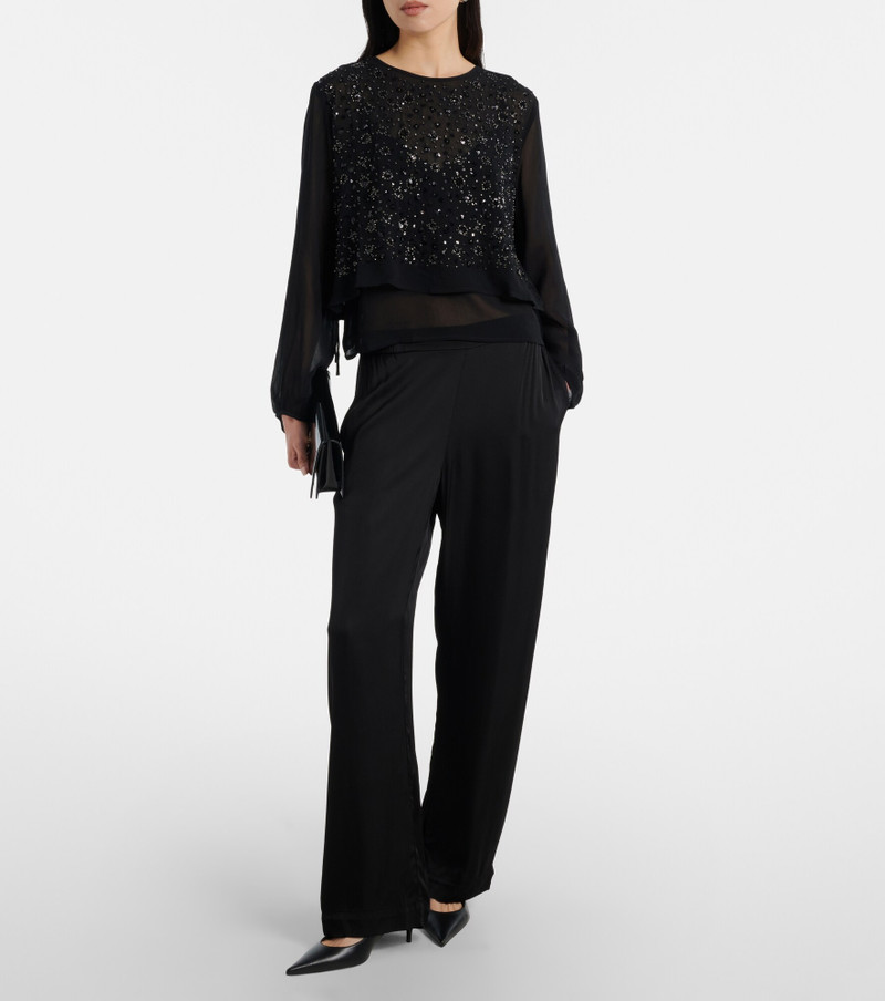 velvet Marlowe sequinned sheer top outlook