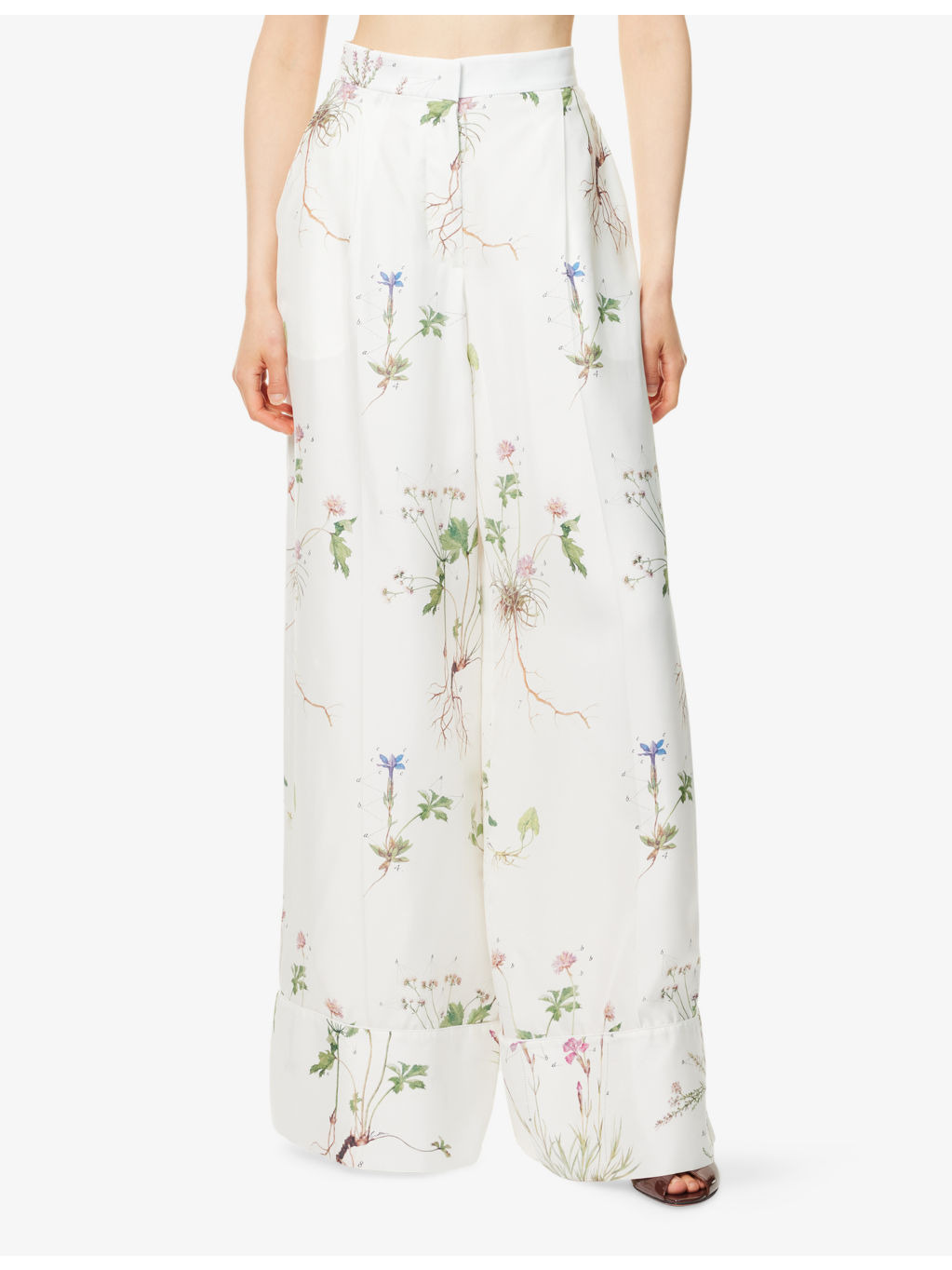 Graphic-Pattern Wide-Leg Silk Trousers - 3