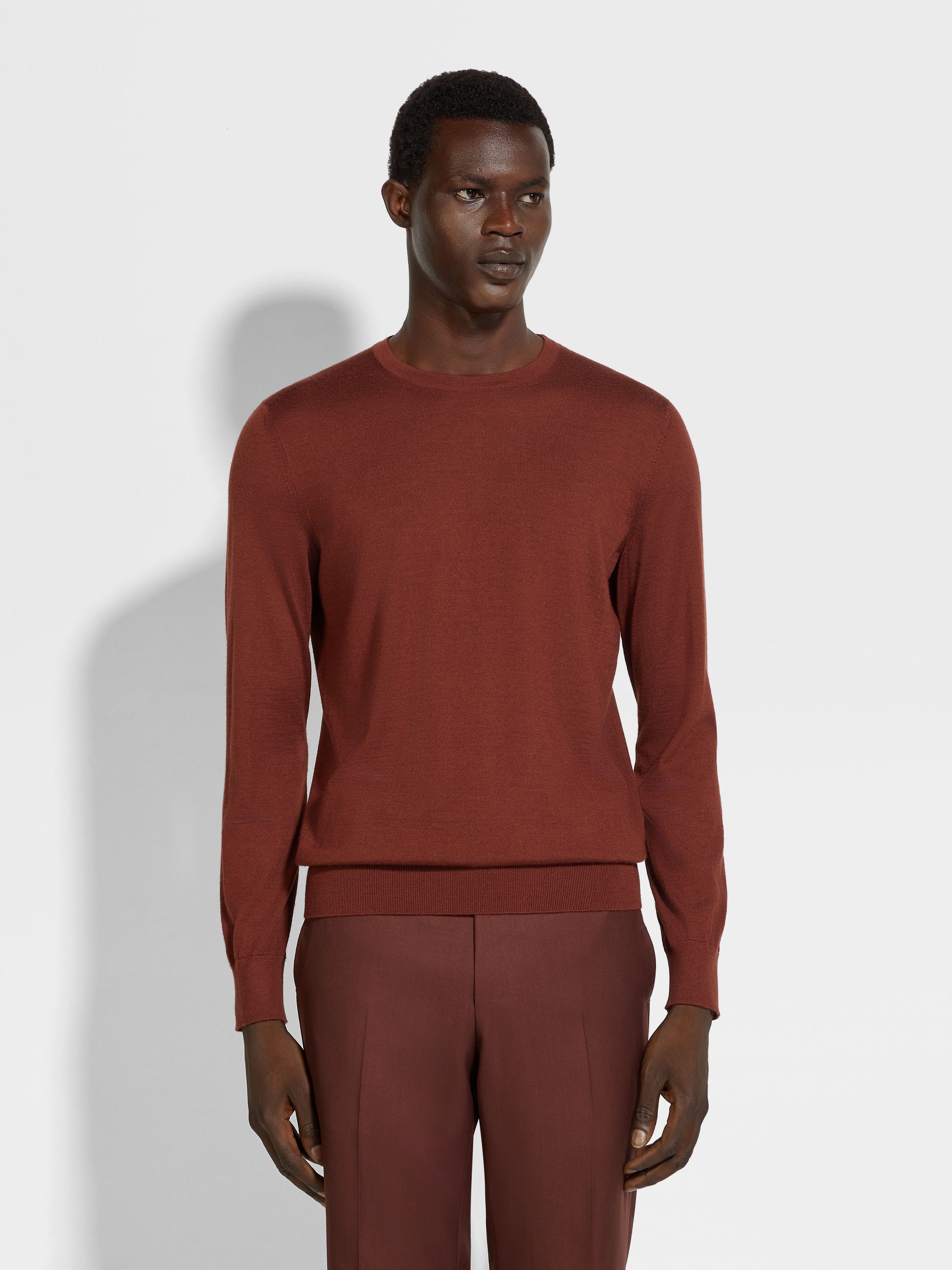 BRICK RED MÉLANGE CASHSETA CREWNECK - 4