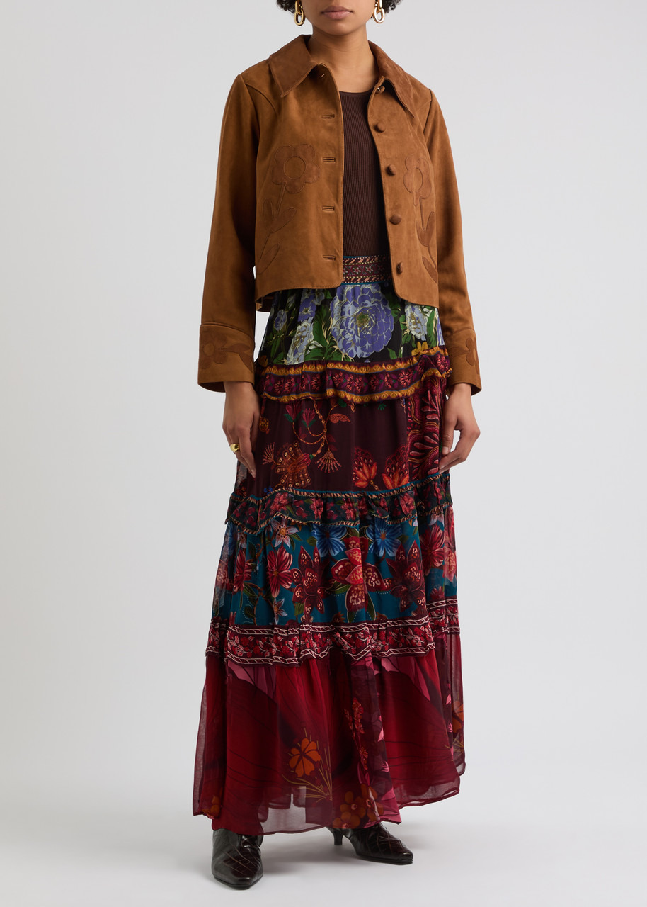 Farm Rio Ruffled Floral-print Chiffon Maxi Skirt - 4