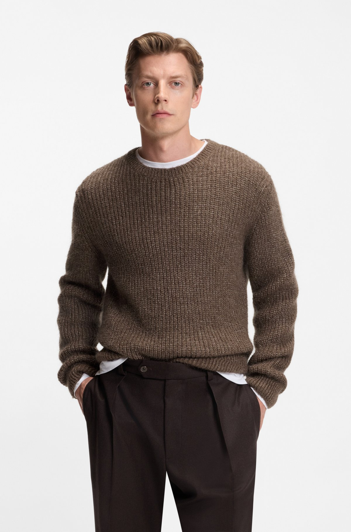 BECKHAM X BOSS KNITTED SWEATER WITH MOULINÉ RIB - 2