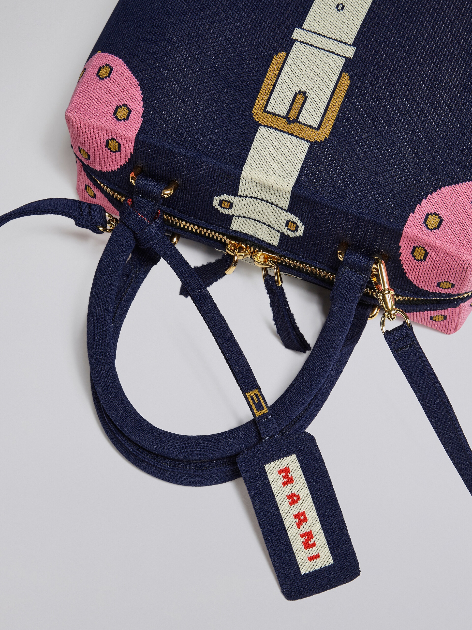 CUBIC BAG IN BLUE TROMPE-L'ŒIL JACQUARD - 5