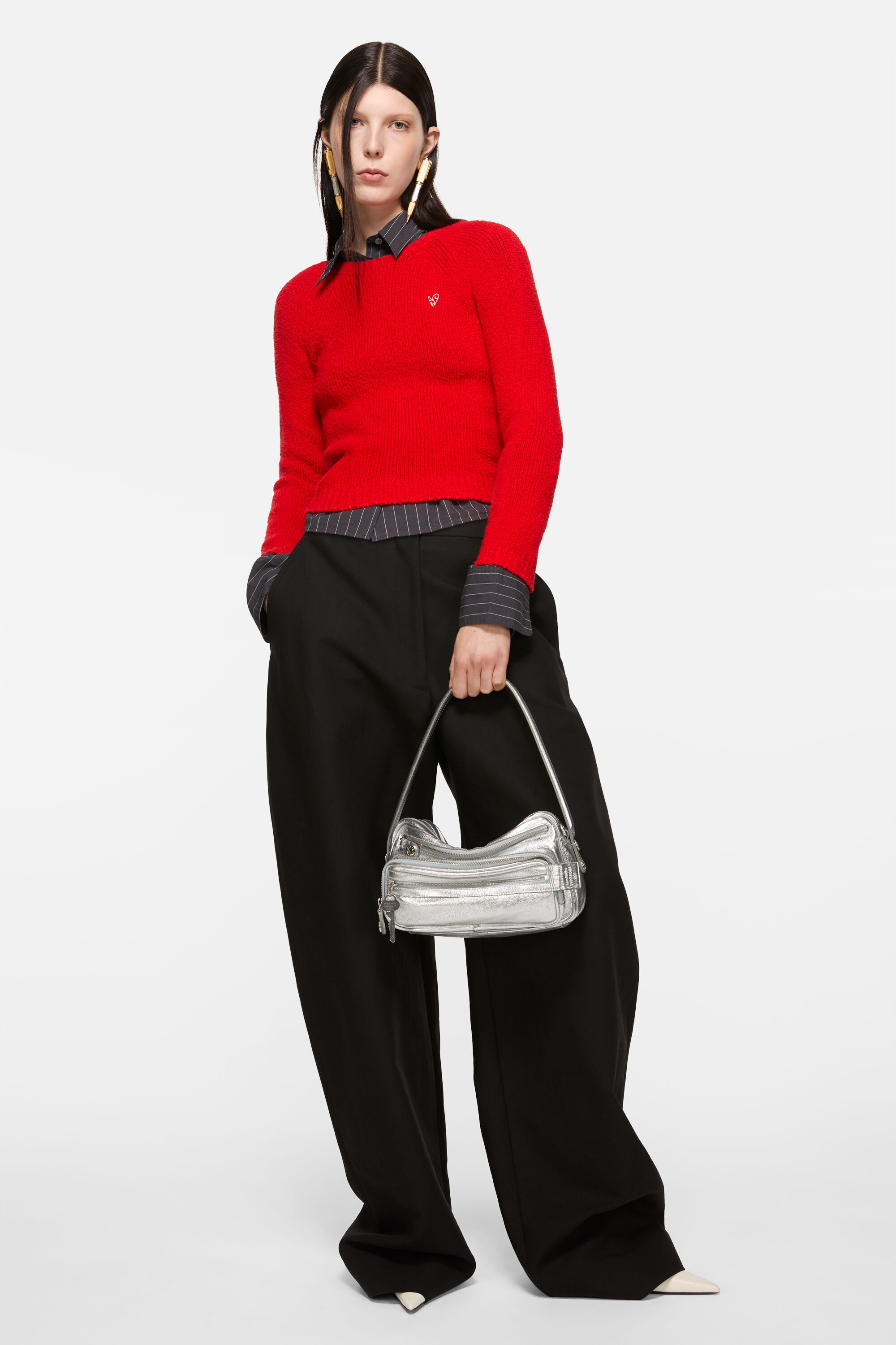 Cropped crewneck sweater - Bright Red - 2