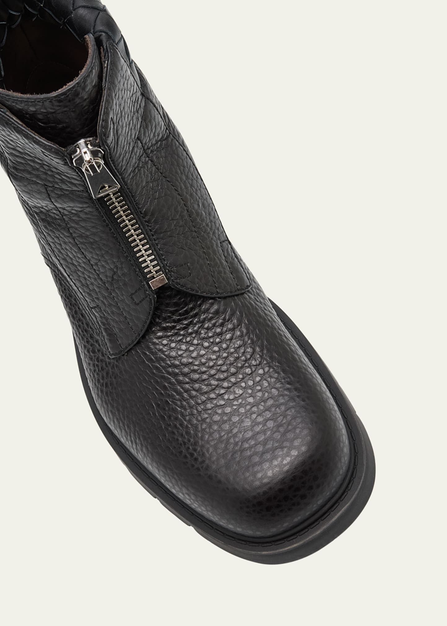 Men's Haddock Grained Leather Zipped Ankle Boots - 6