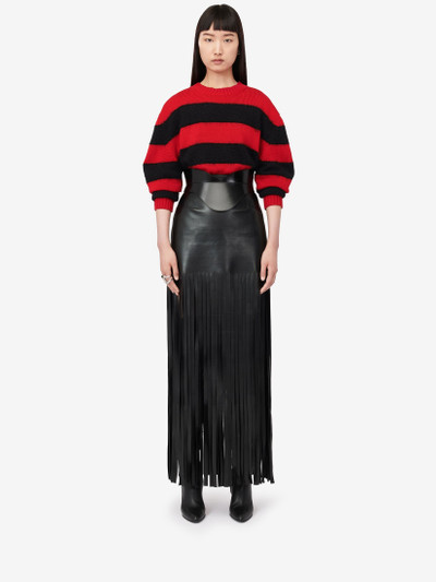 Alexander McQueen Women's Fringed Leather Skirt in Black outlook