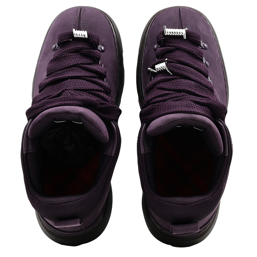 Burberry Men's Aubergine Lace-Up Leather Trek Ankle Boots - 4