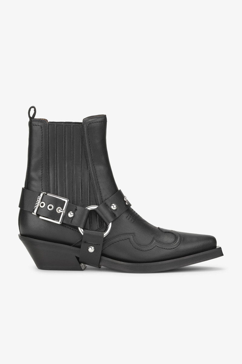 BLACK LOW CUT WESTERN CHELSEA BOOTS - 1