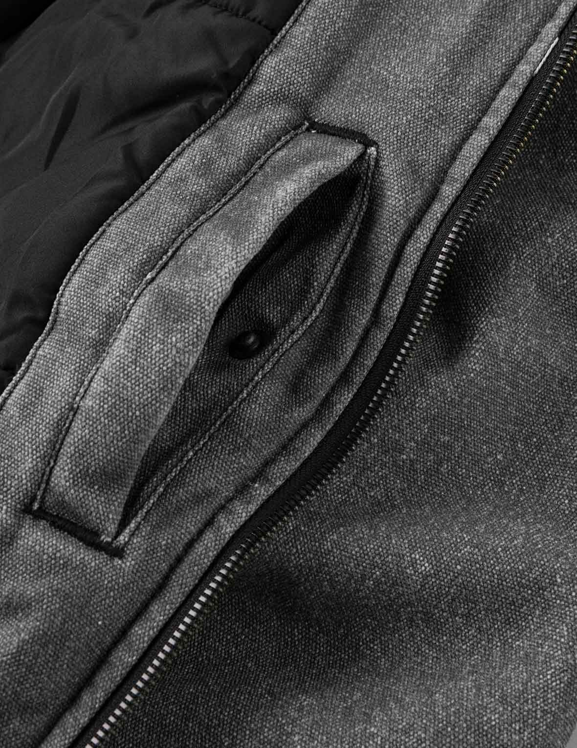 Distressed Print with Logo Embroidery Loose Fit Padded Boomer Jacket - 13