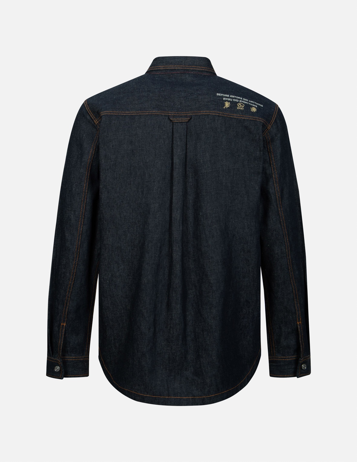 CLOUD-PATTERN SEAGULL EMBROIDERY REGULAR FIT DENIM WORK SHIRT - 2