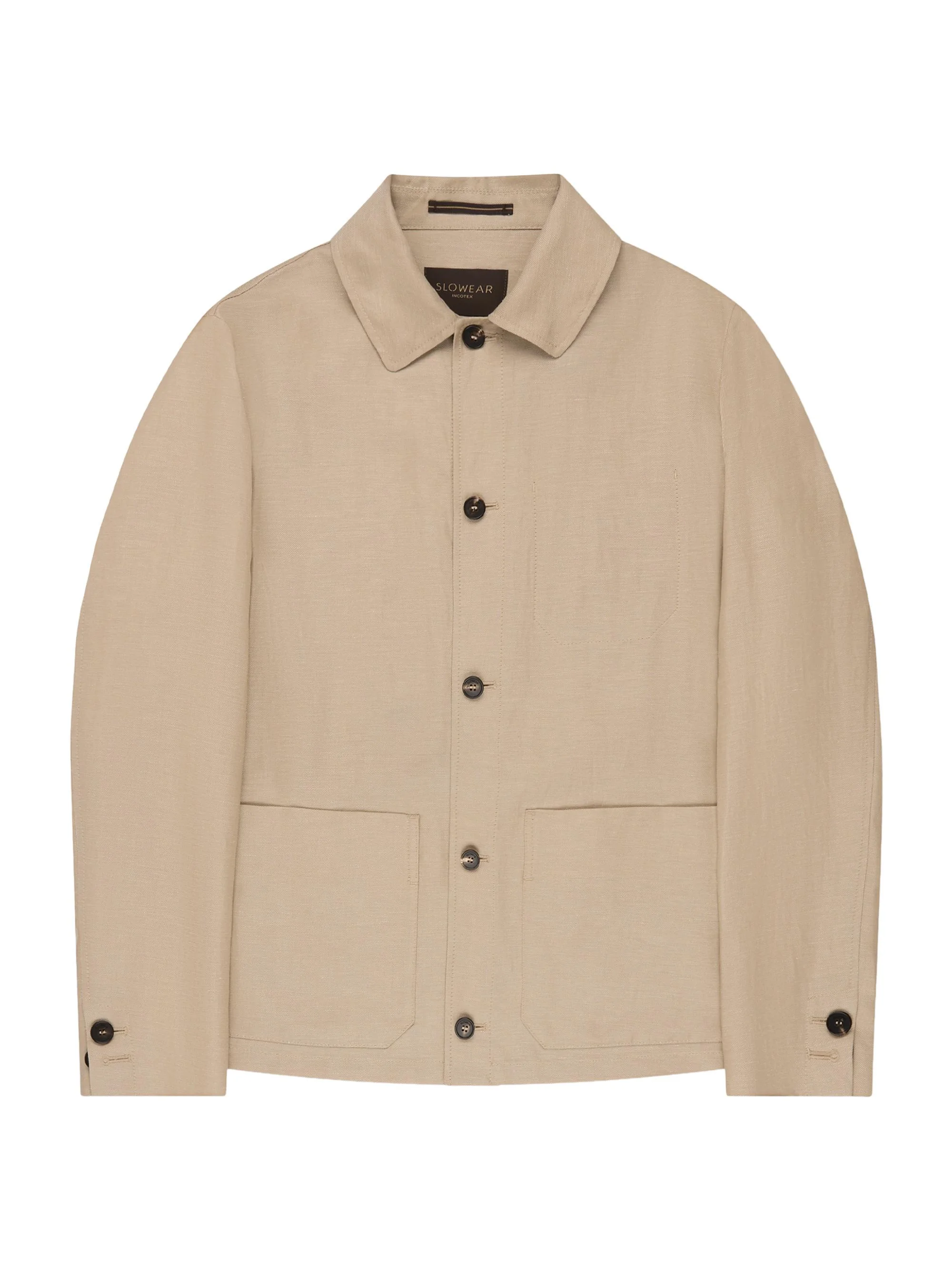 Men's Wool-Linen Button-Front Chore Jacket - Light Beige - 1