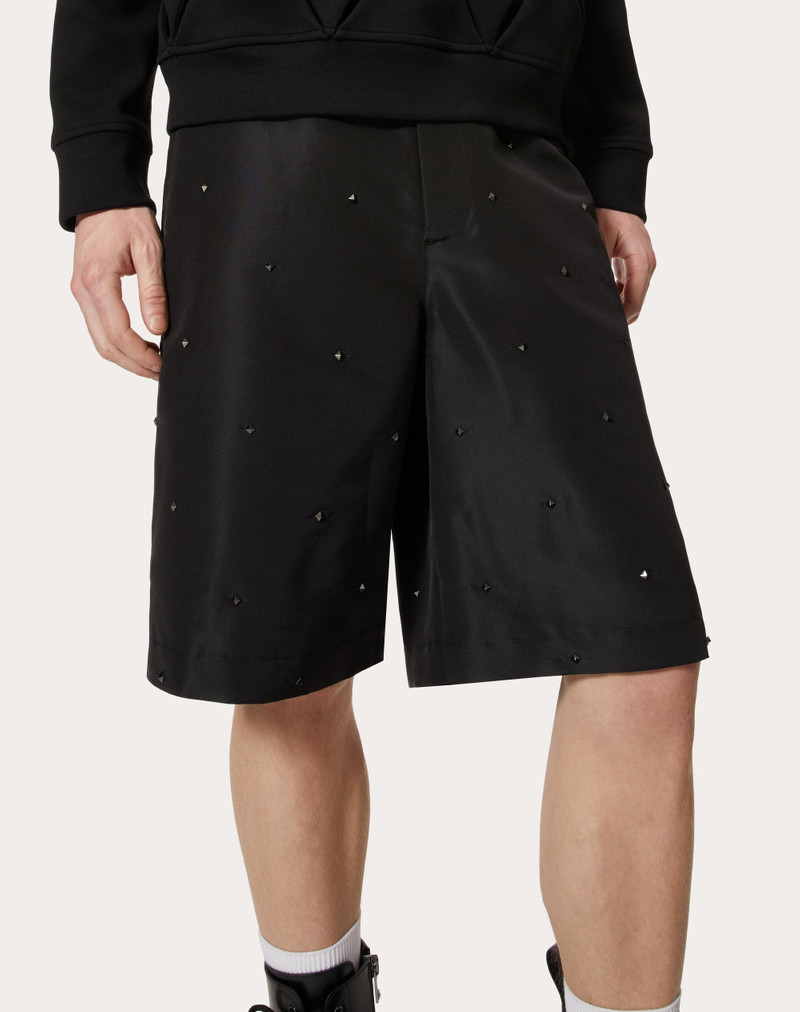 ALL-OVER ROCKSTUD SPIKE SILK FAILLE BERMUDA SHORTS 5