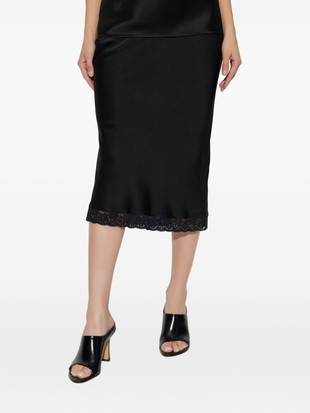 lace-trimmed pencil skirt - 3