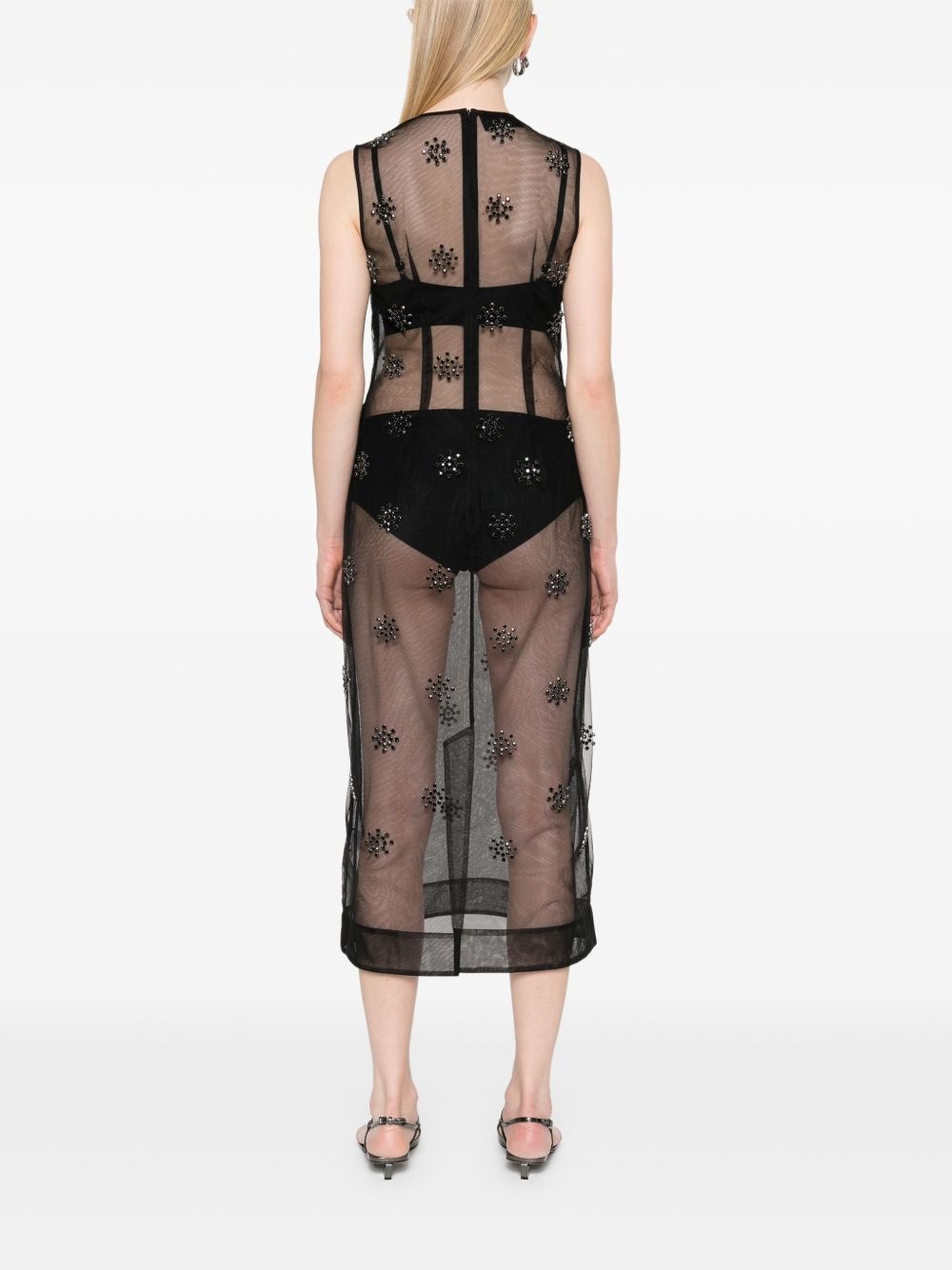 crystal embellishment midi dress - 4