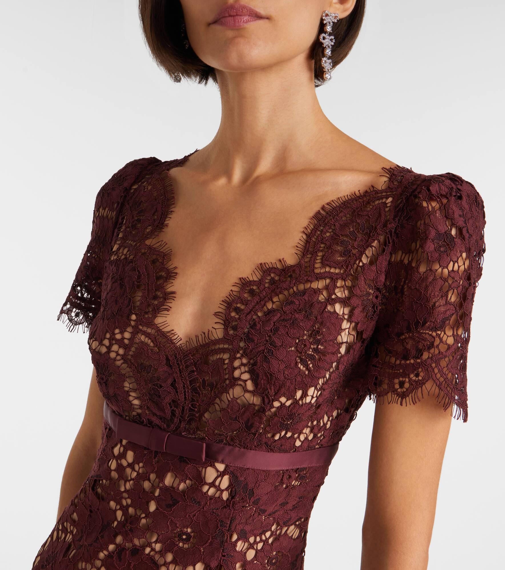Floral lace midi dress - 4