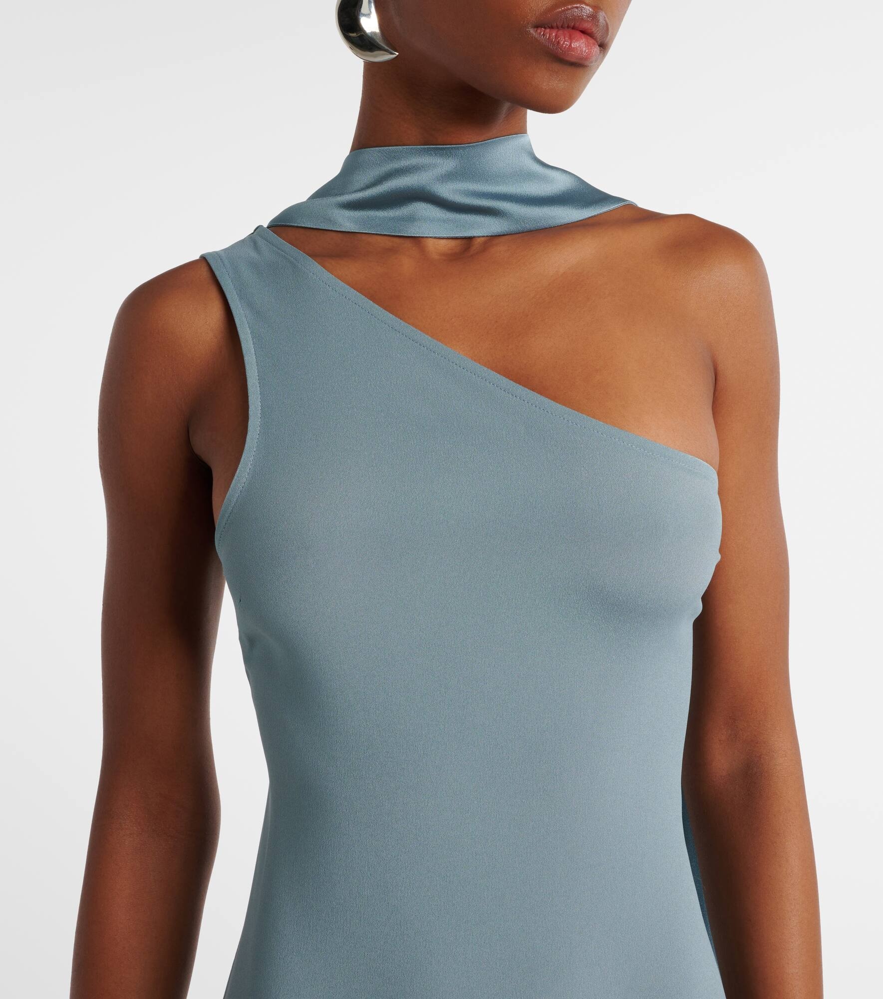 Caroline one-shoulder crêpe cady gown - 4
