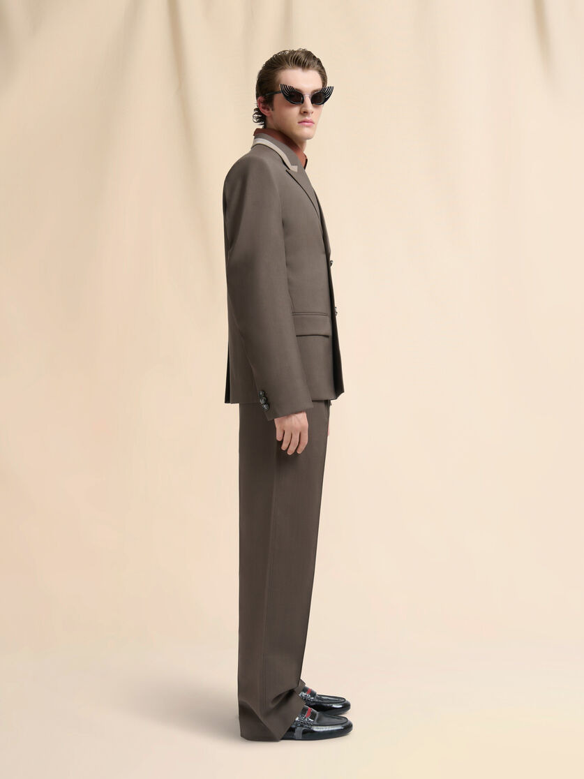 BROWN WOOL TROUSERS WITH ELASTICATED WAISTBAND - 5