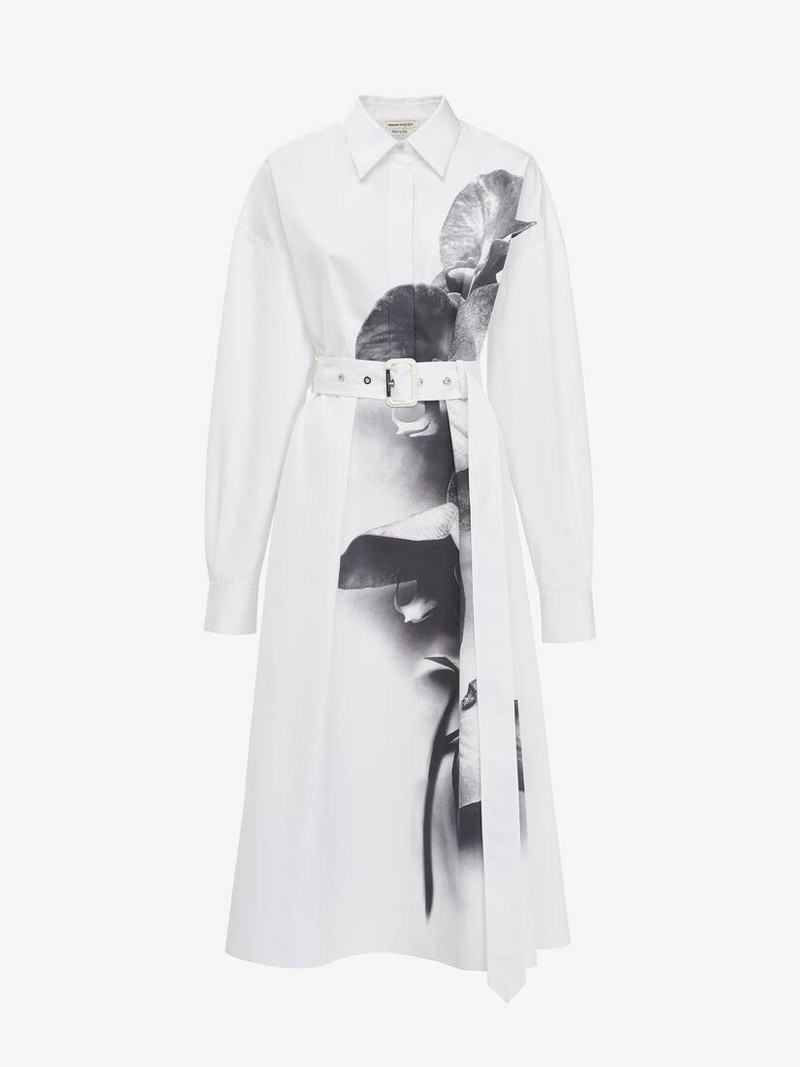 Women's Orchid Shirt Dress in White/black 1